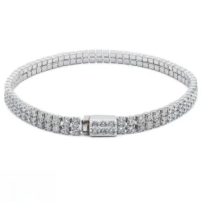 925 Sterling Silver Double Row Diamond Tennis Bracelet For Men and Women