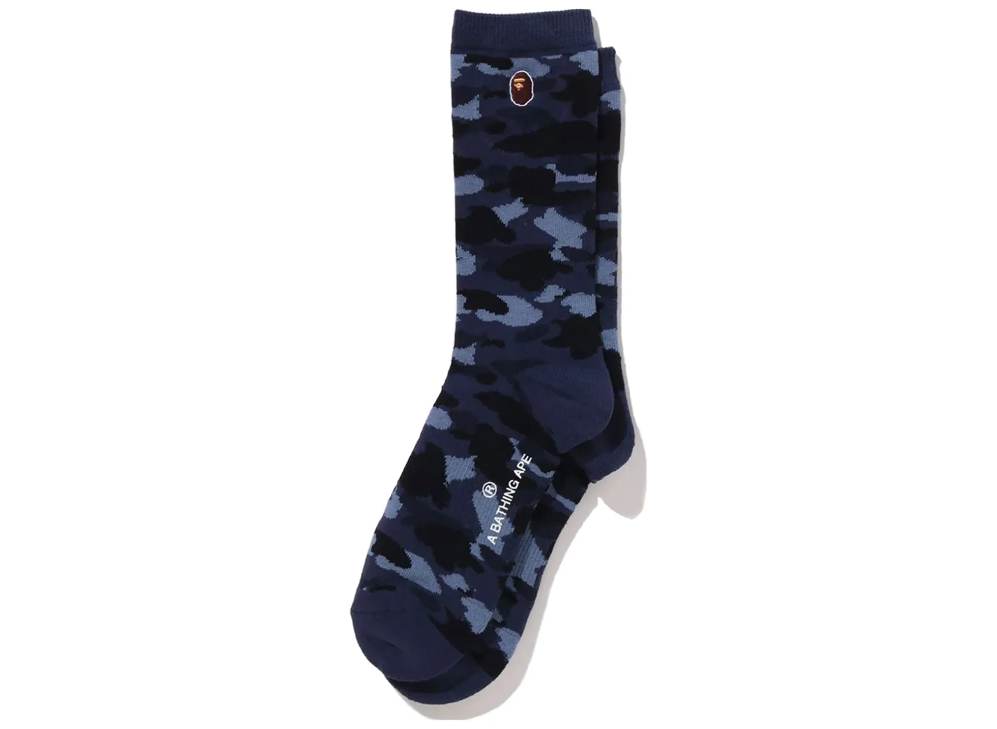 A Bathing Ape Color Camo Ape Head One Point Socks in Navy xld