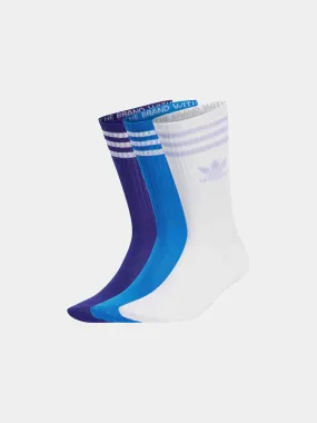 Adidas Mid Cut Crew Socks 3 Pack - Blue / Energy / White