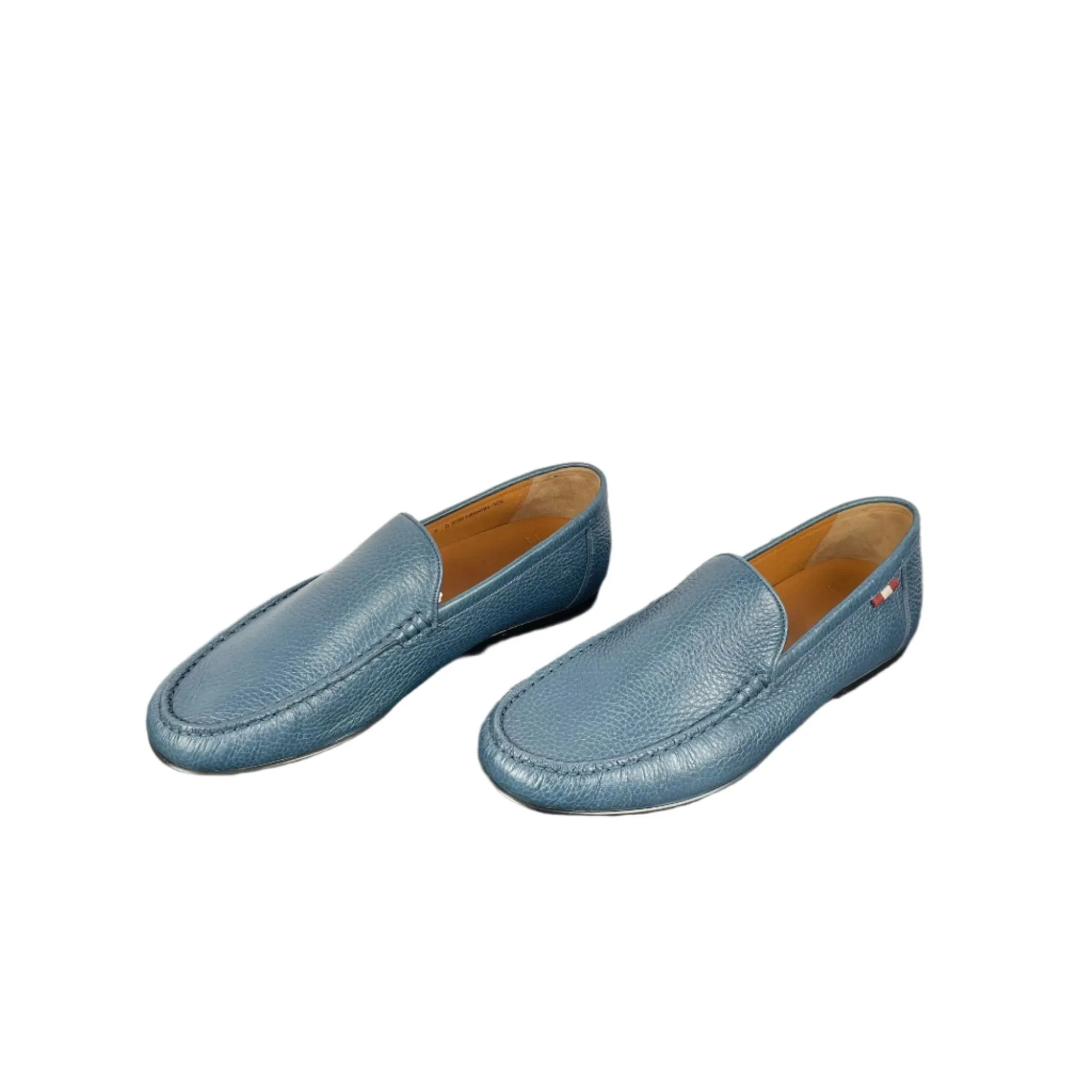 Bally Craxon Aqua Blue Grained Leather Loafers