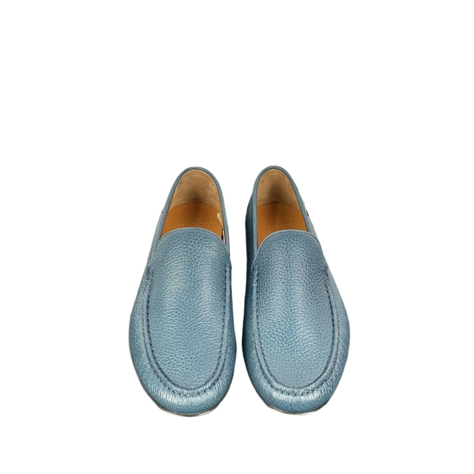 Bally Craxon Aqua Blue Grained Leather Loafers