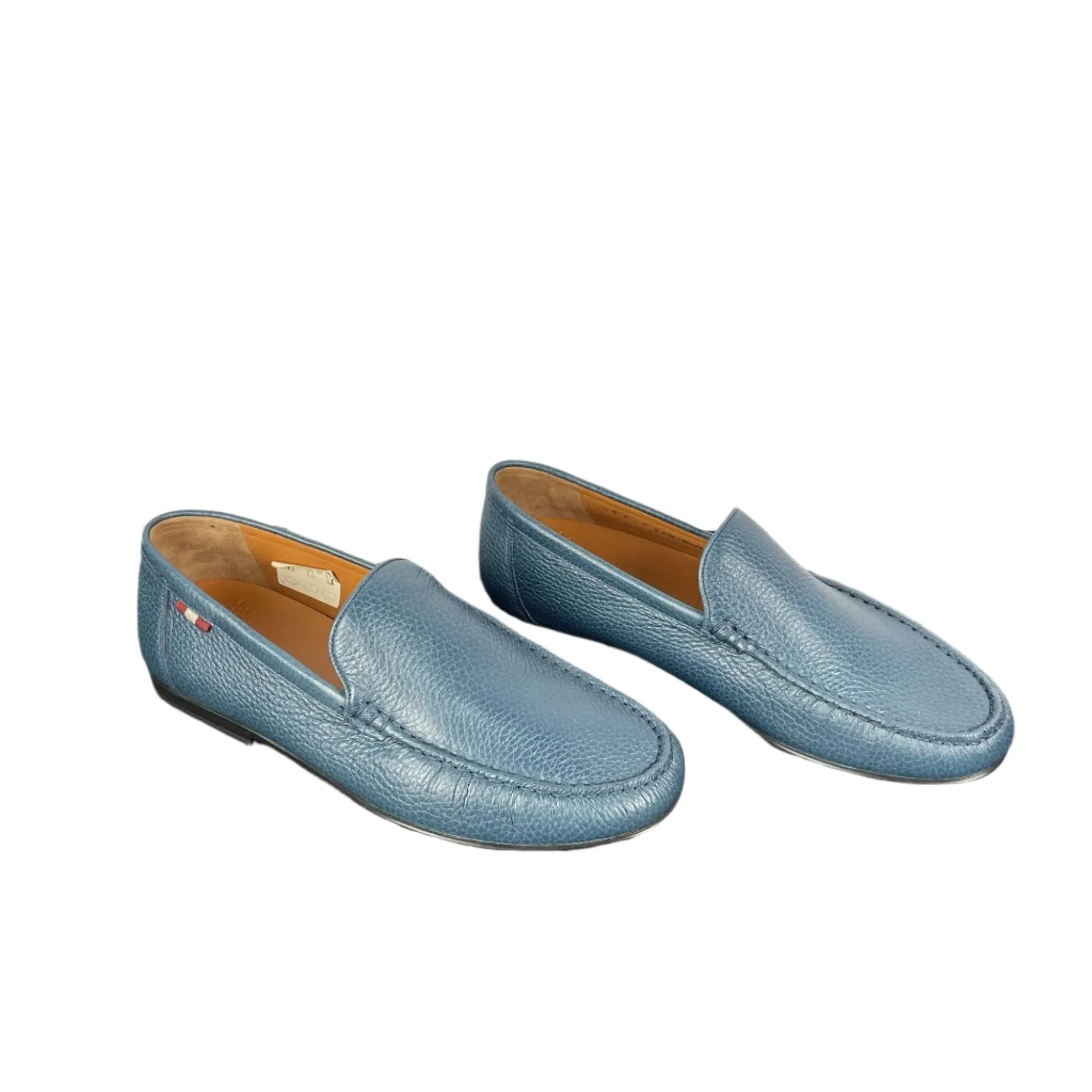 Bally Craxon Aqua Blue Grained Leather Loafers