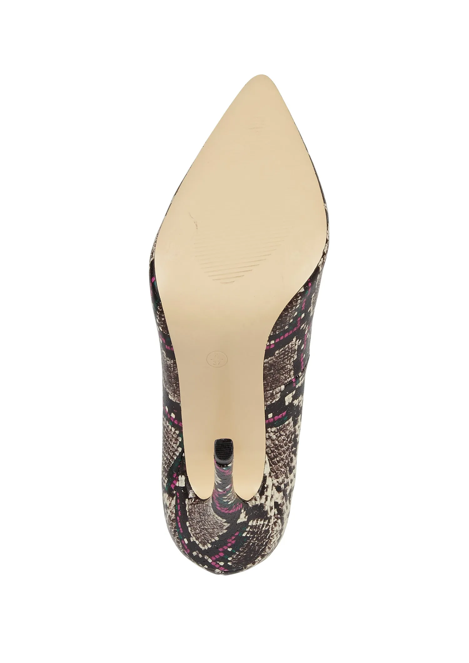 Beige Snake Pattern Flat Shoes