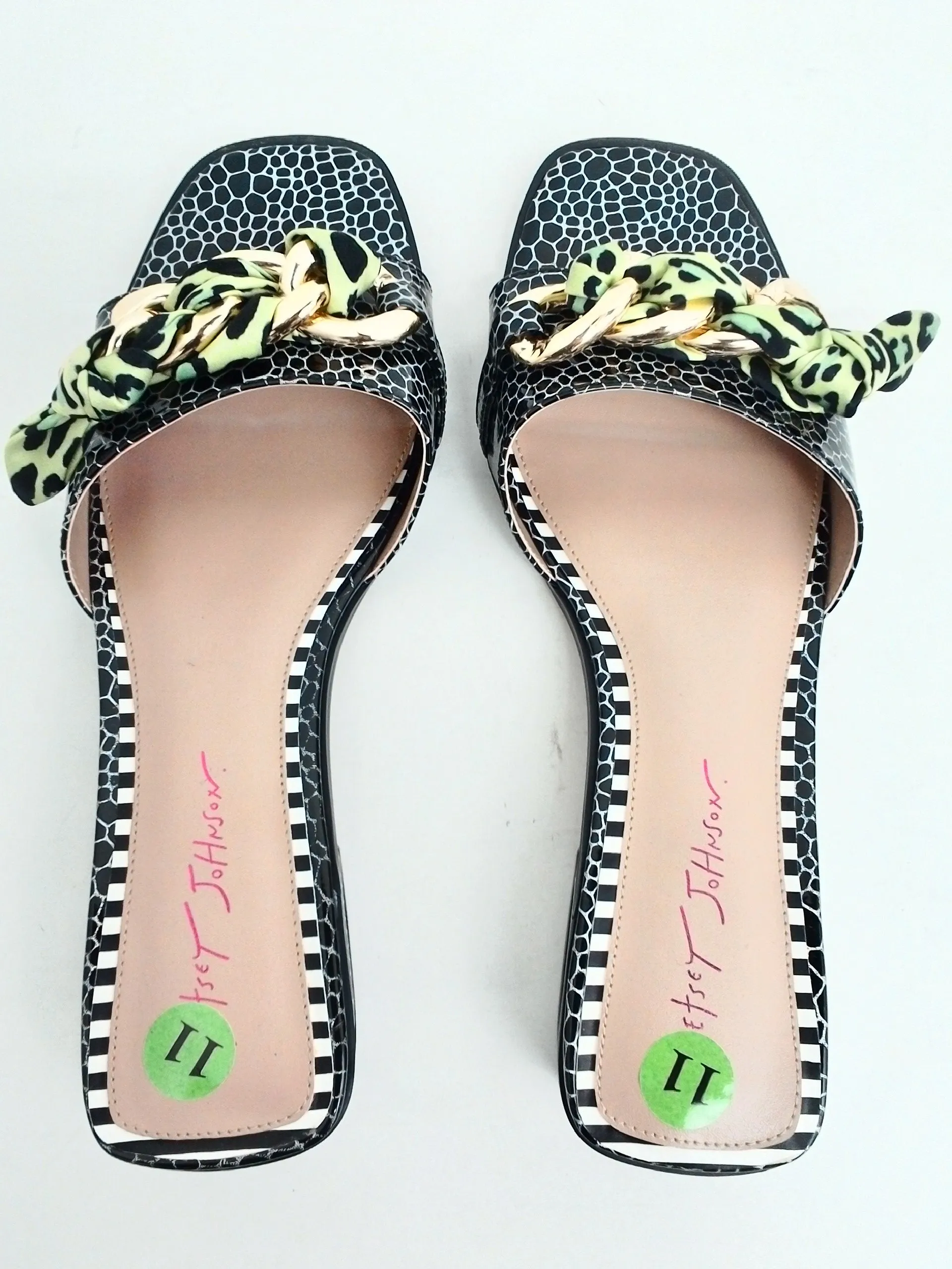 Betsey Johnson Women's Milley Black/Green/Silver Sandals Size 11 M