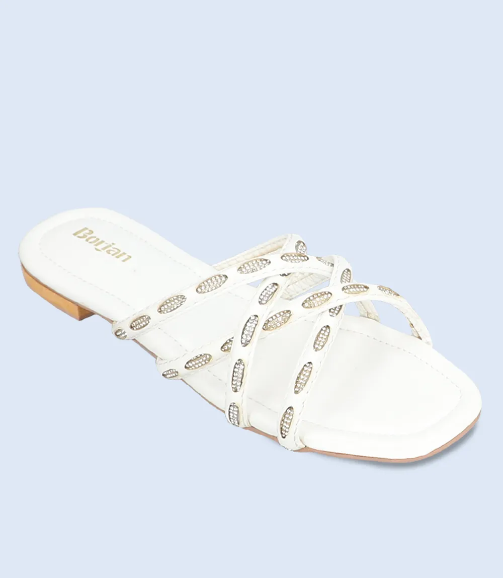 BW9285-White-Women Slipper