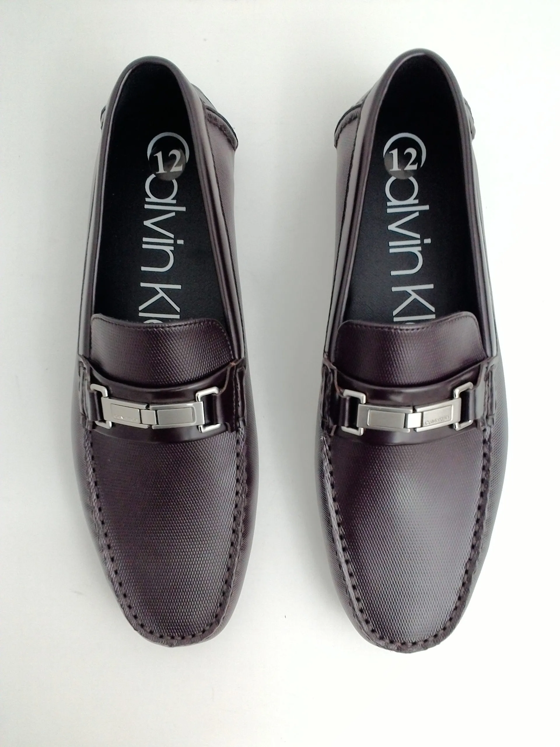 Calvin Klein Men's Karns Burgundy Leather Loafer Size 12