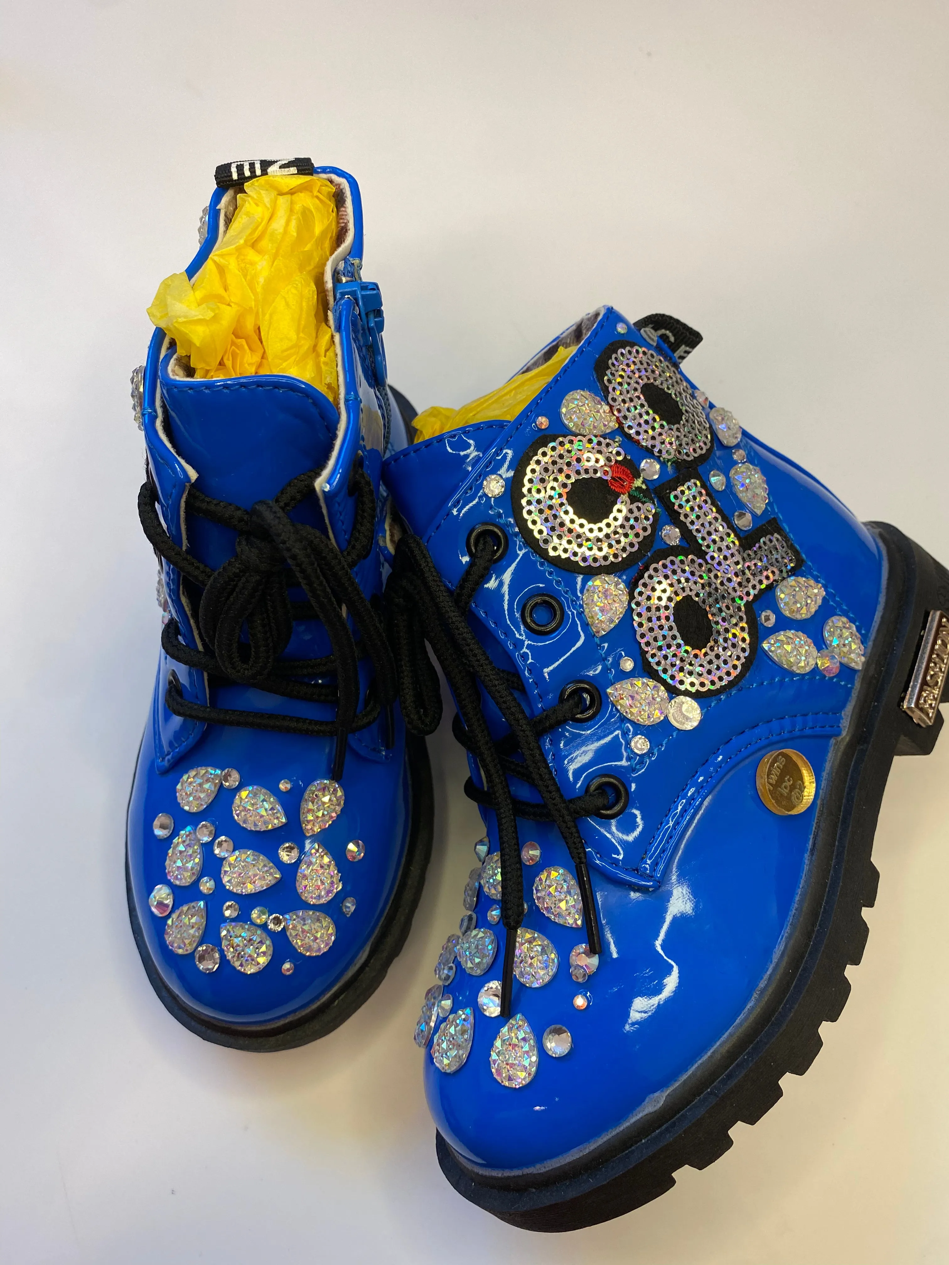 COOLING FLOWERS GIRLS CUSTOM BLUE BOOTS