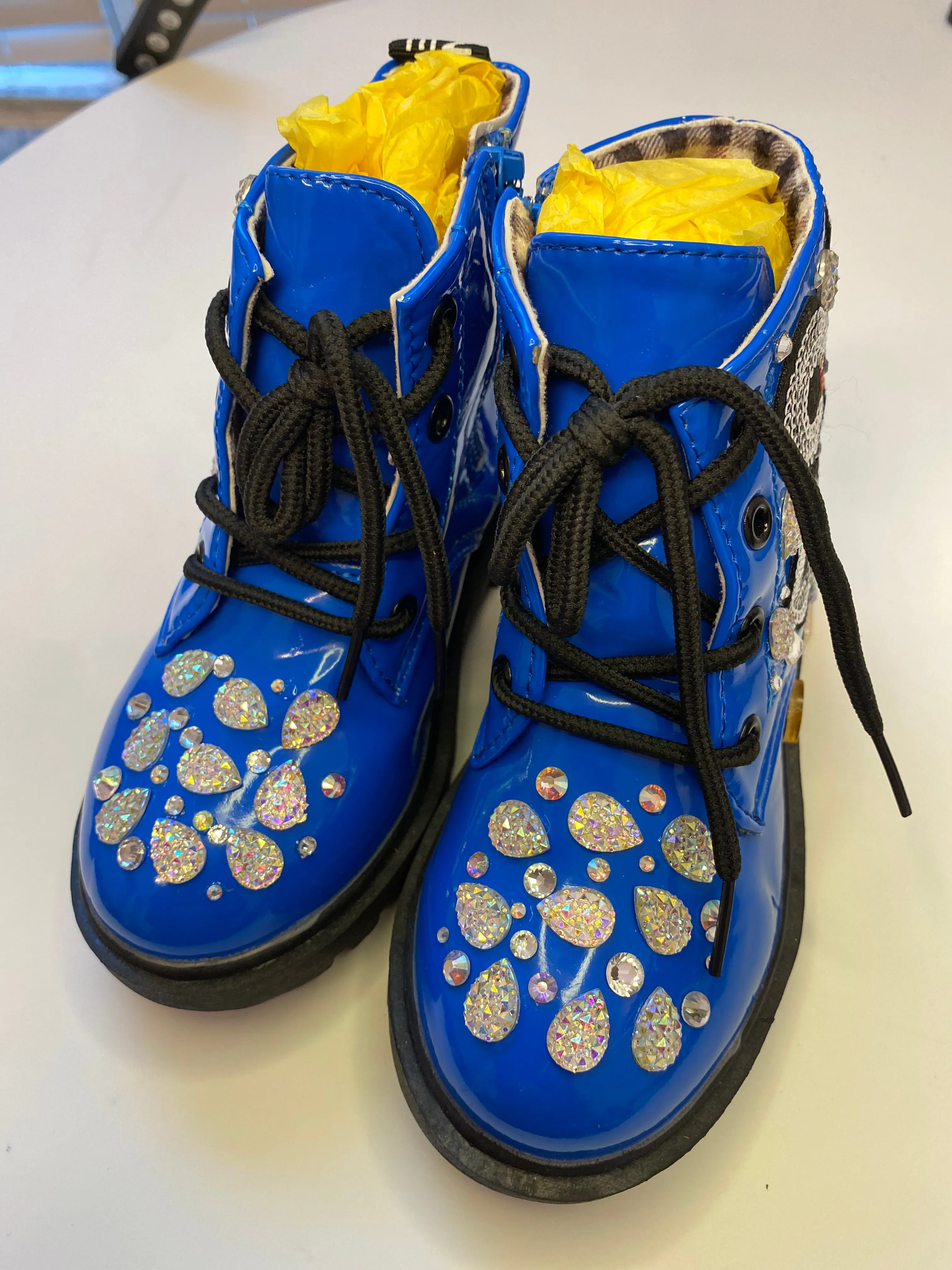 COOLING FLOWERS GIRLS CUSTOM BLUE BOOTS