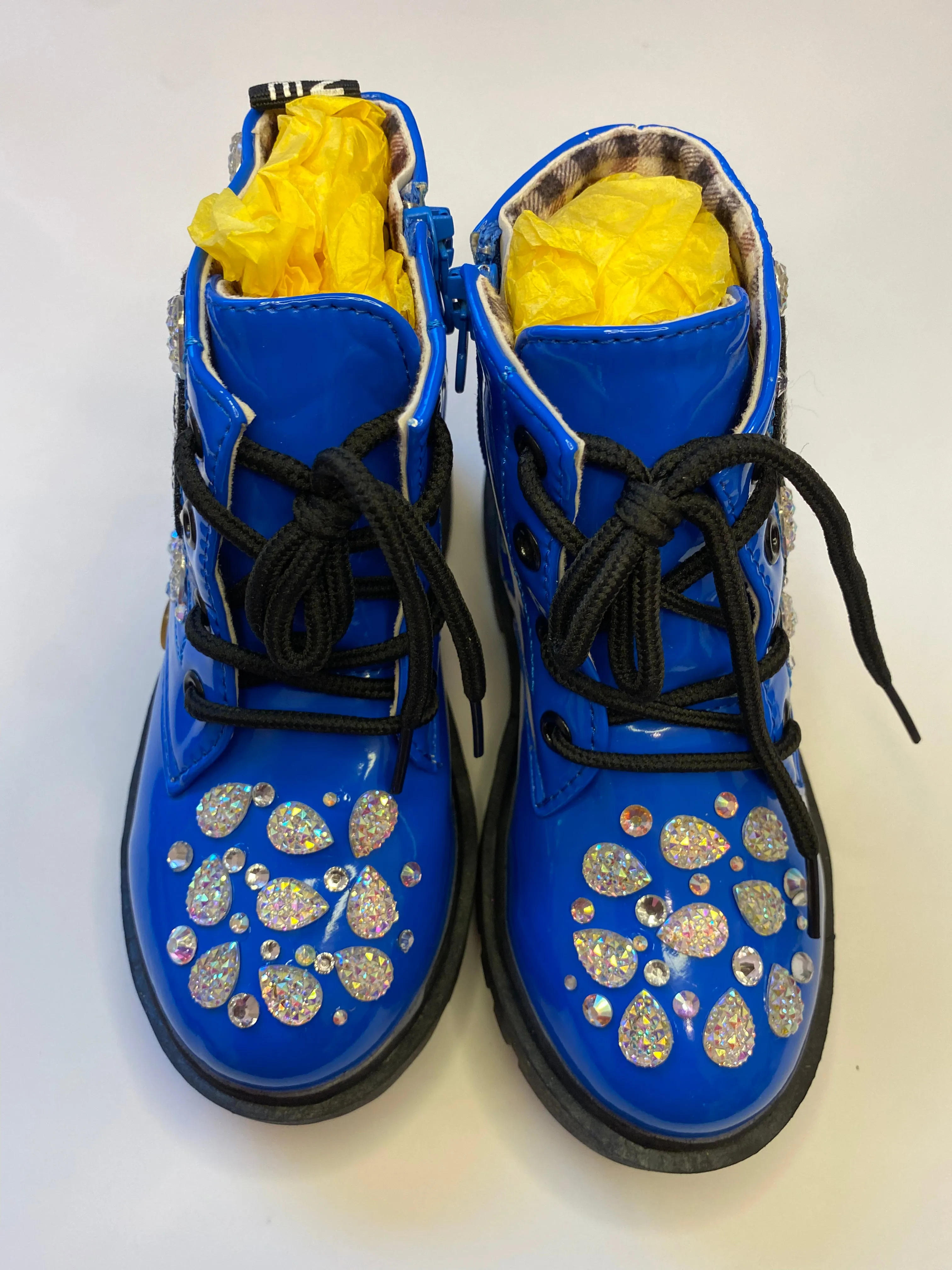 COOLING FLOWERS GIRLS CUSTOM BLUE BOOTS