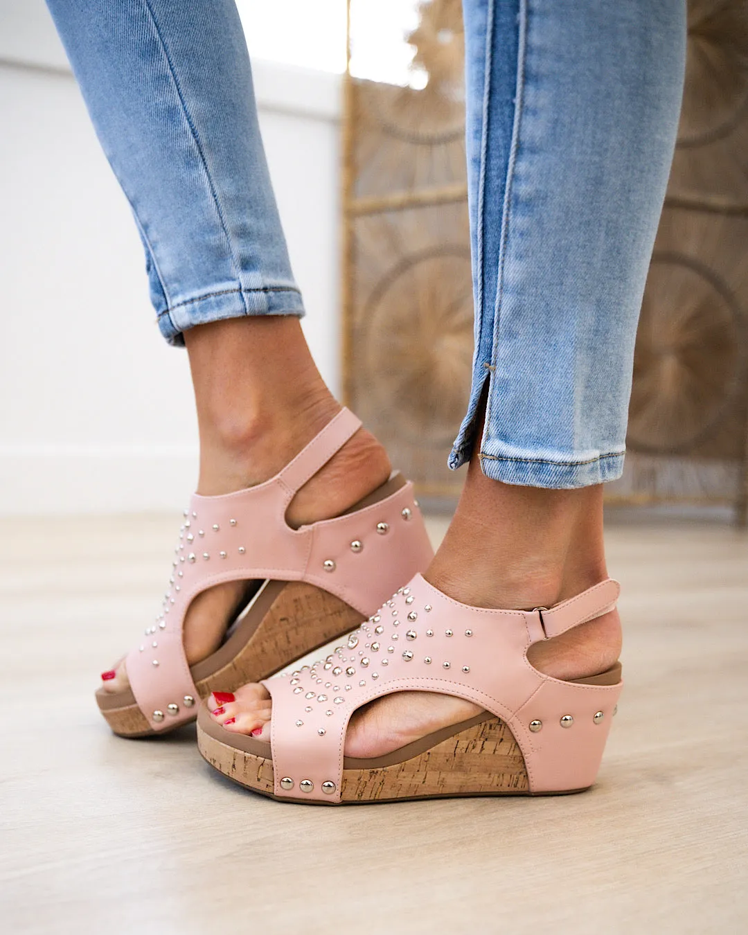 Corkys Docie Doe Wedge Sandals - Blush