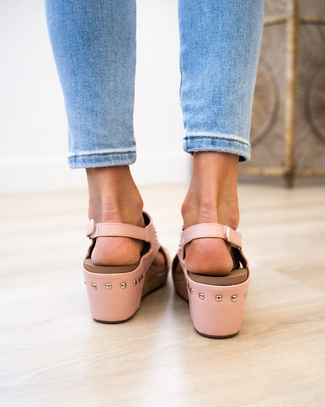 Corkys Docie Doe Wedge Sandals - Blush