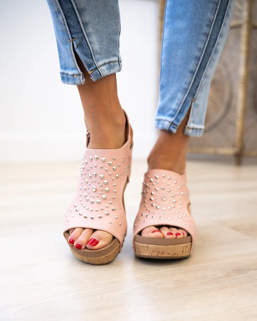 Corkys Docie Doe Wedge Sandals - Blush