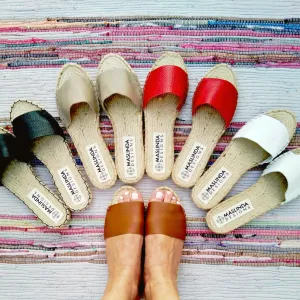 Essential Leather Espadrilles Slides 5 Colors