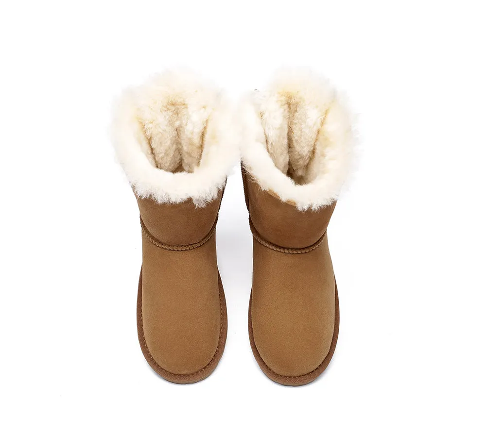 EVERAU Double Baily Short Back Bow Sheepskin Women Boots