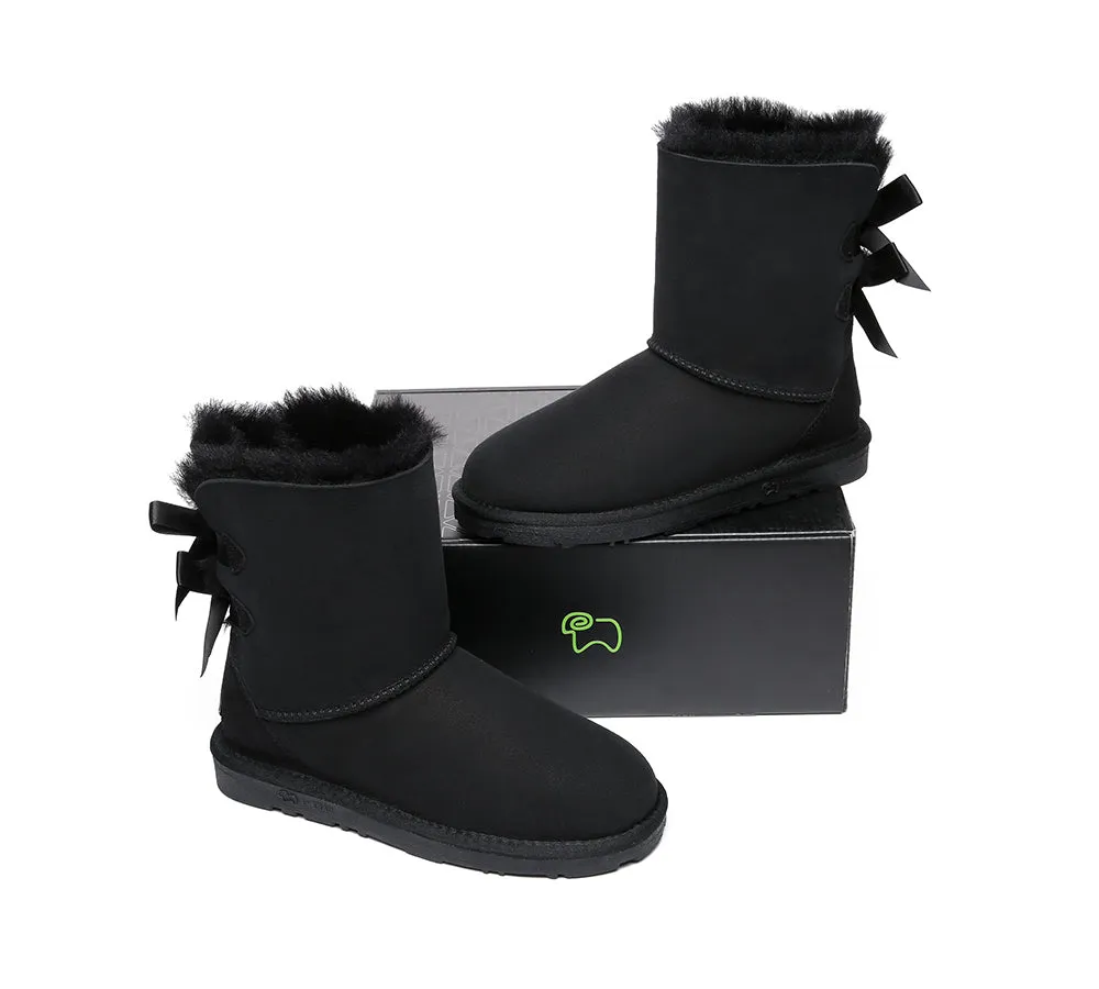 EVERAU Double Baily Short Back Bow Sheepskin Women Boots