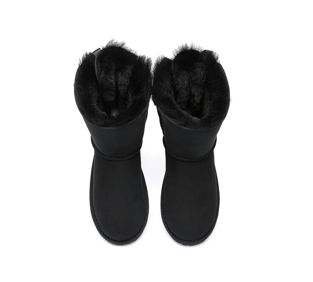 EVERAU Double Baily Short Back Bow Sheepskin Women Boots