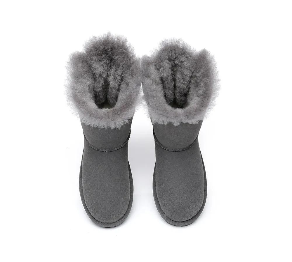 EVERAU Double Baily Short Back Bow Sheepskin Women Boots