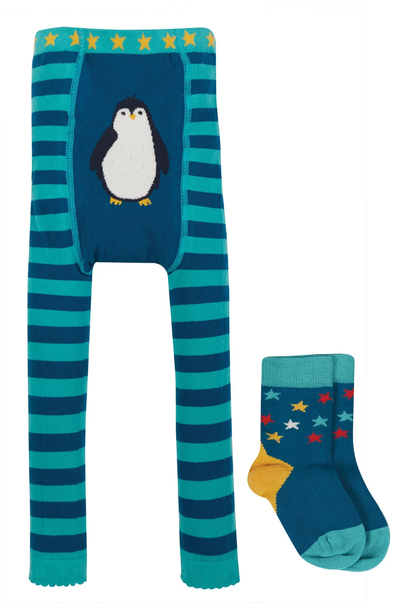 Frugi Loch Blue Penguin Sennen Sock and Leggings Set