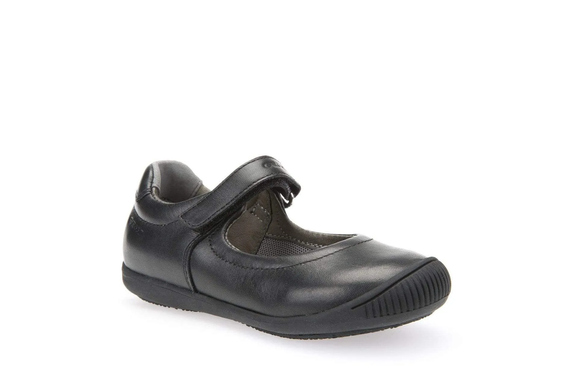 Geox Girls Black Leather School Shoes J643CA