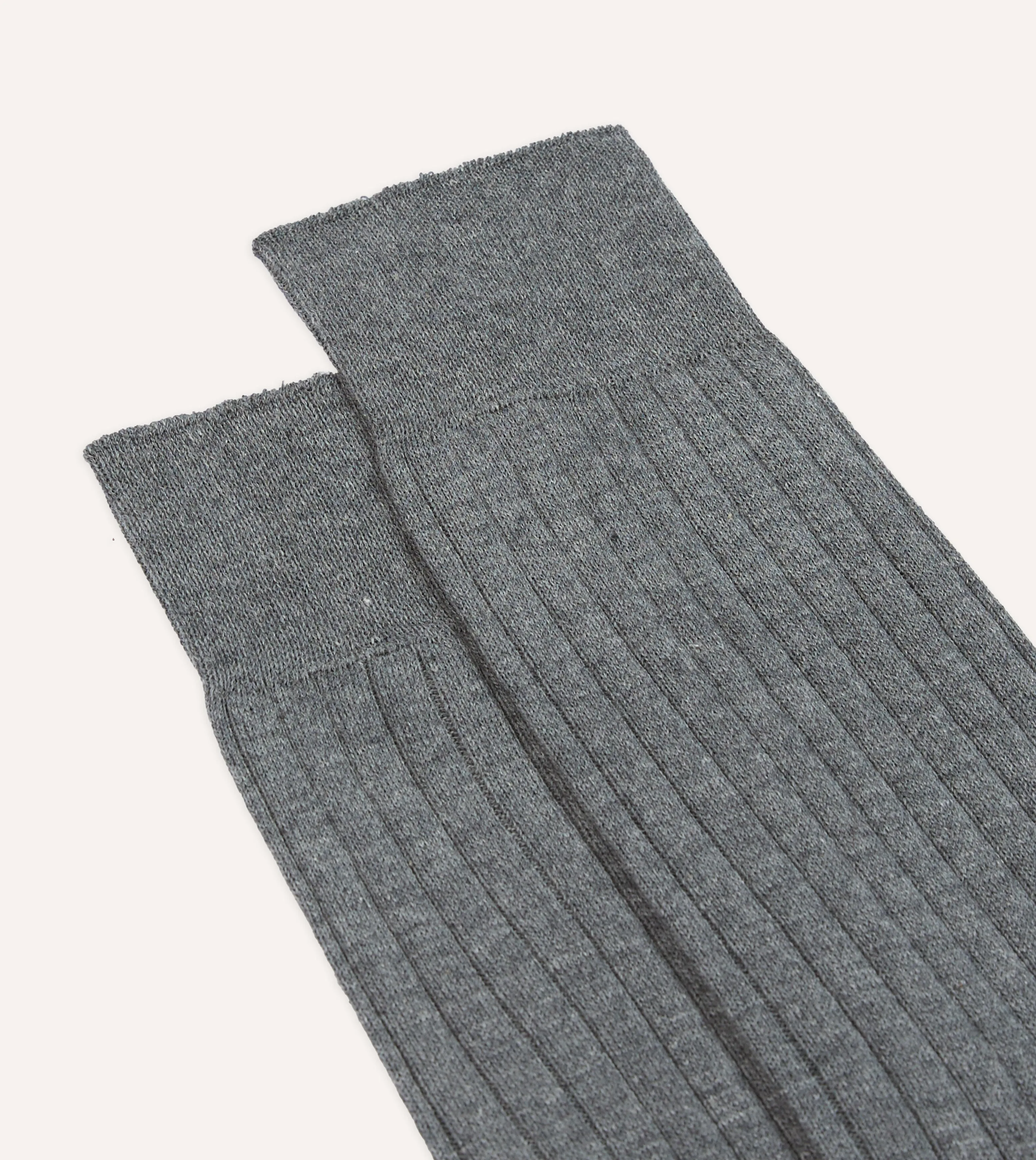 Grey Cotton Mid-Calf Socks