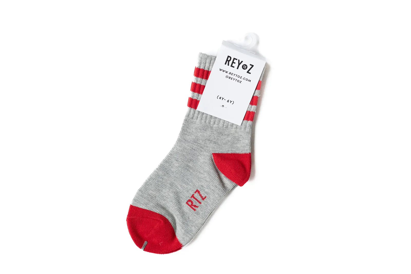 Heather Grey & Red Stripe Socks