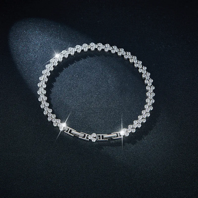 Irregular V-Shaped 925 Silver Moissanite Tennis Bracelet