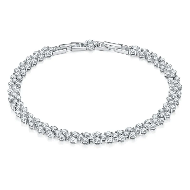 Irregular V-Shaped 925 Silver Moissanite Tennis Bracelet