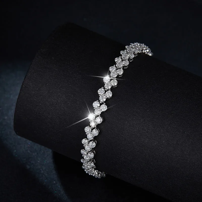 Irregular V-Shaped 925 Silver Moissanite Tennis Bracelet