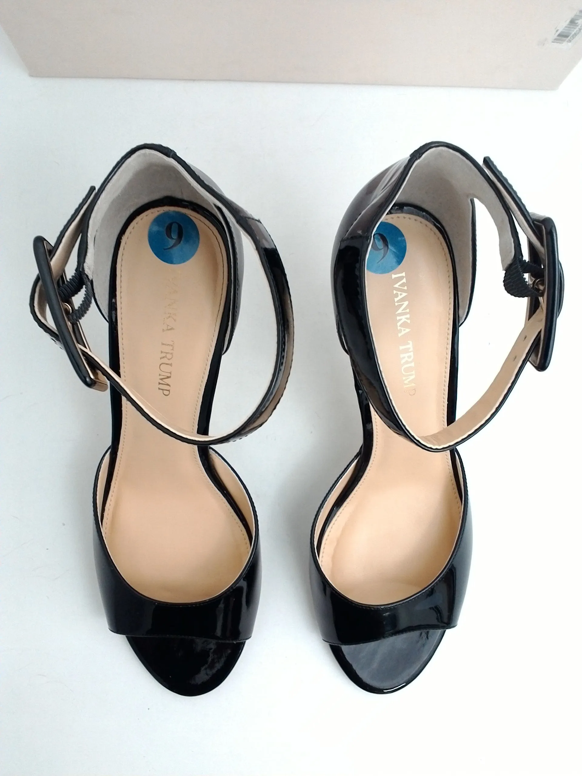 Ivanka Trump Women's Gladly Black Patent Heeled Sandal Size 9 M