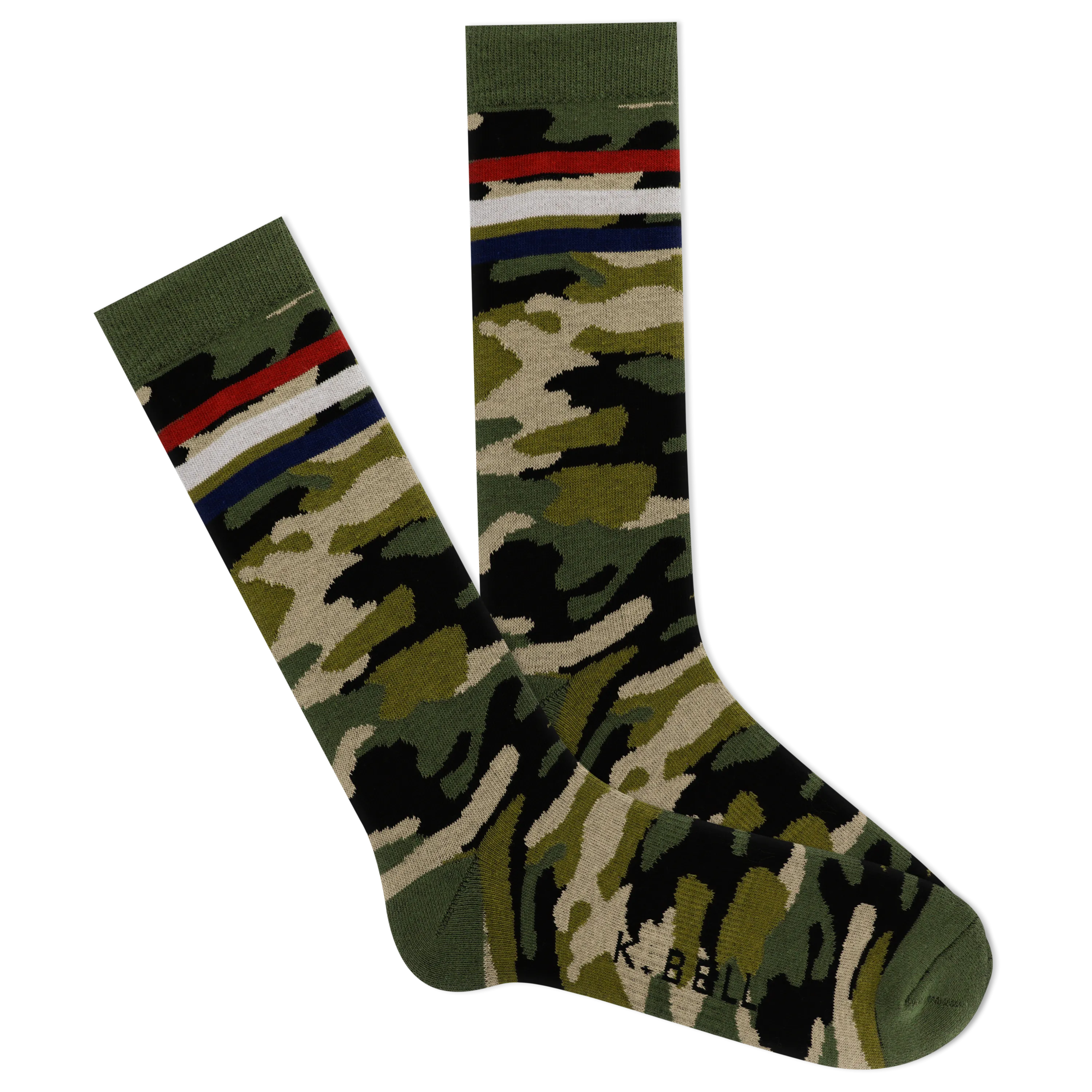 K.Bell Men's American Made Camo Stripe Crew Sock