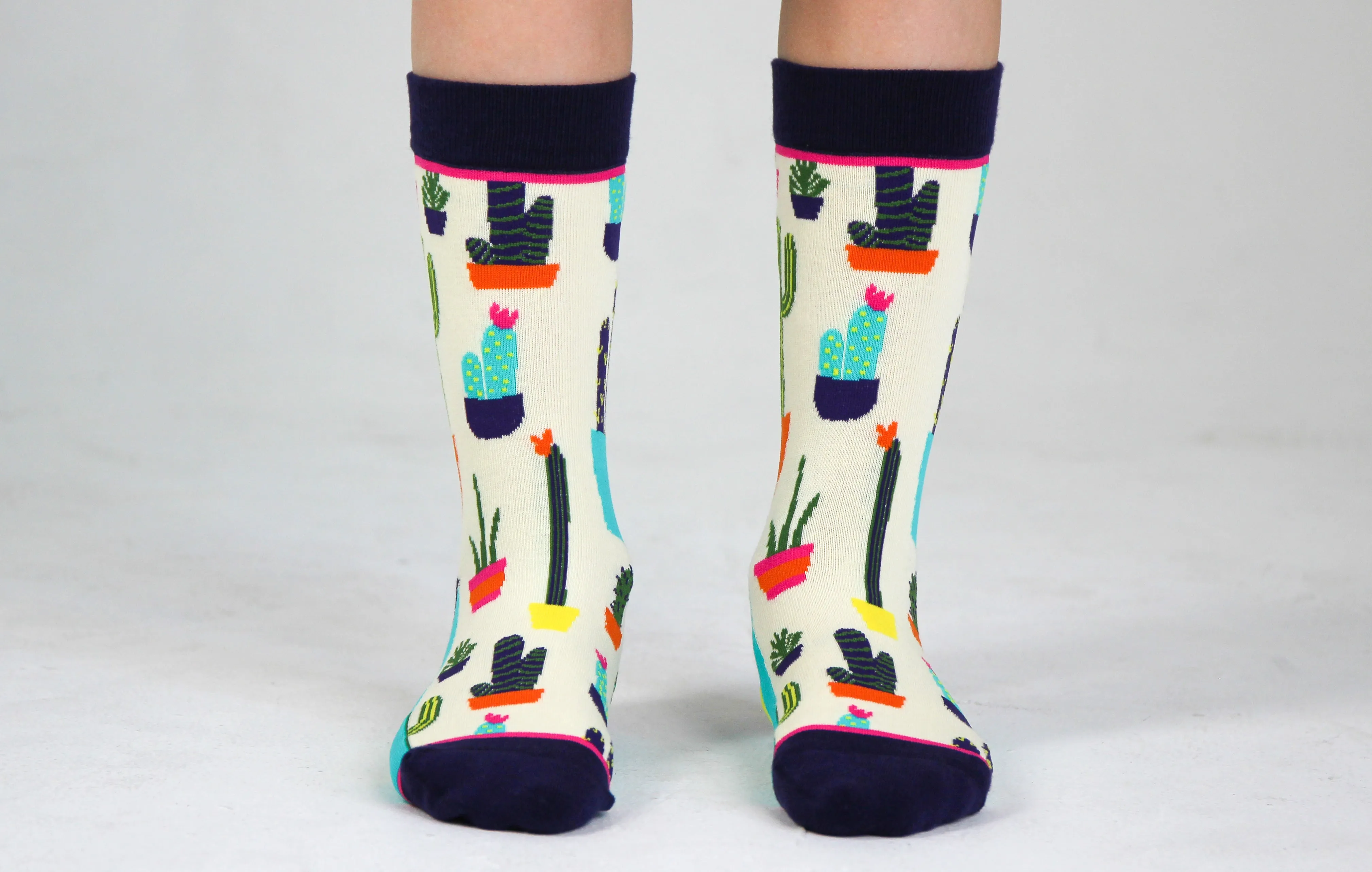 Kids' Cotton Crew Socks, Prickly Pear