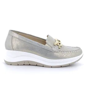 Ladies IGI & Co Slip On Shoes Gold Argento Buckle 5653444