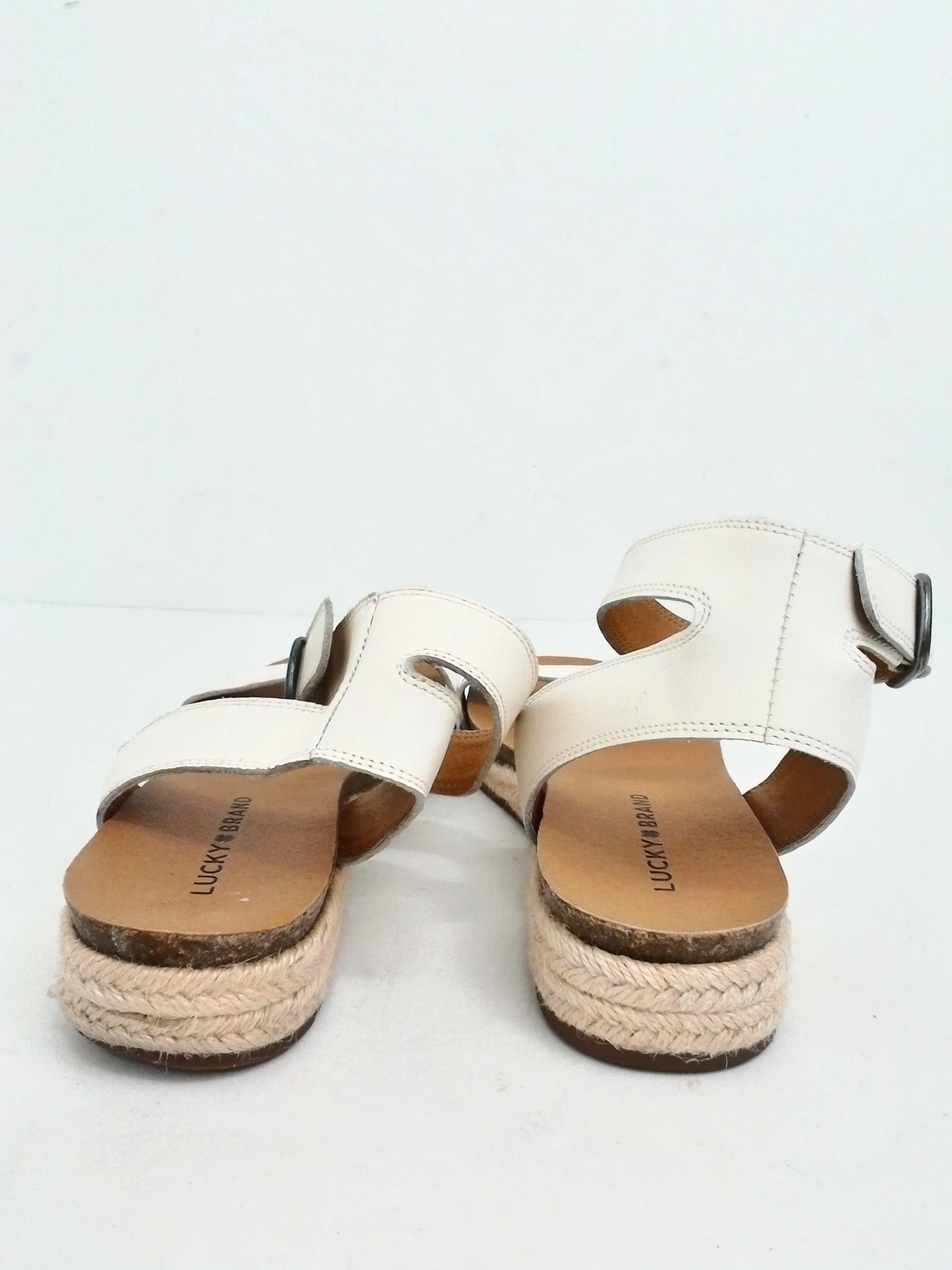 Lucky Brand Women's Garston Beige Leather Sandals Size 7.5