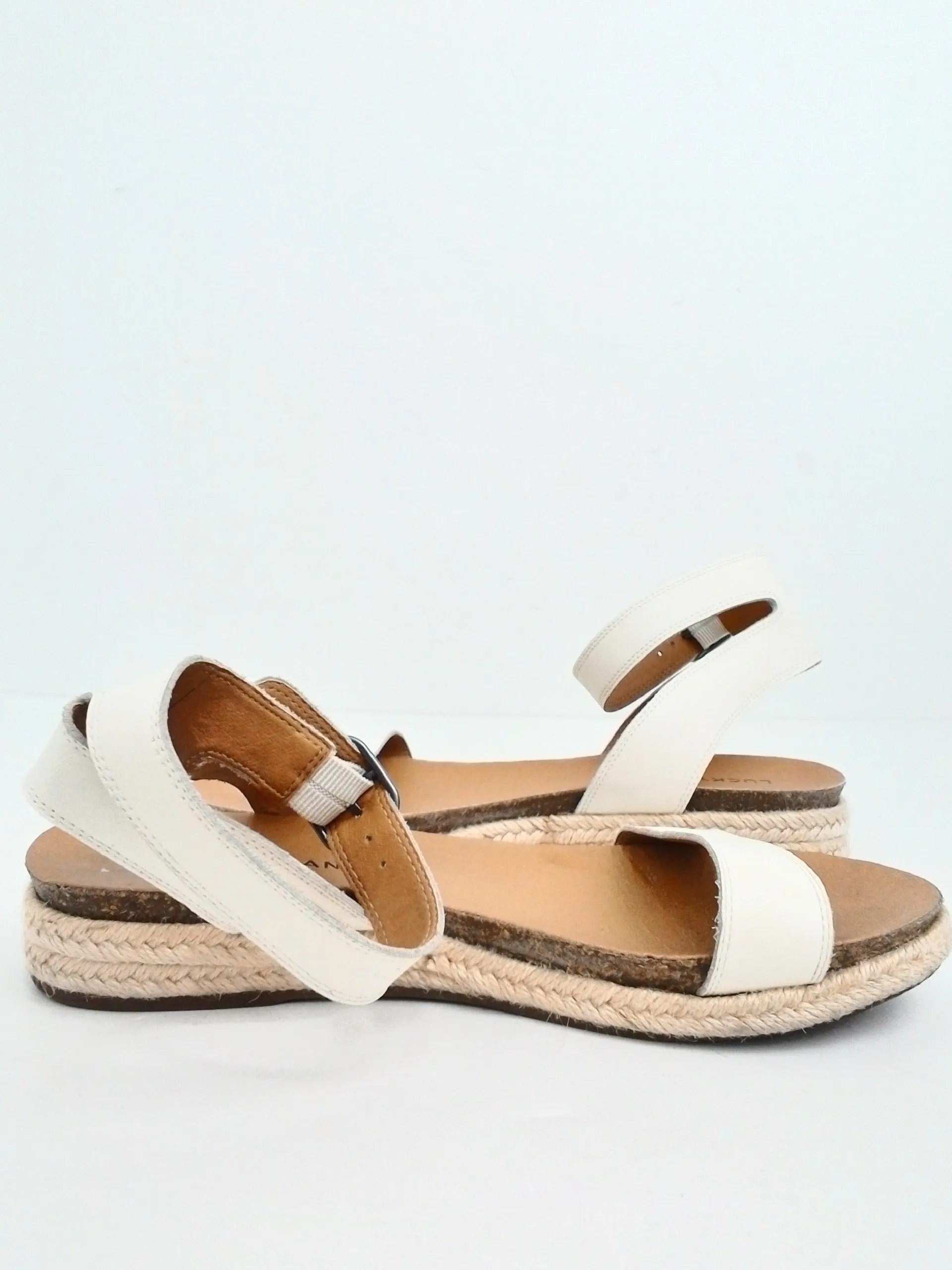 Lucky Brand Women's Garston Beige Leather Sandals Size 7.5