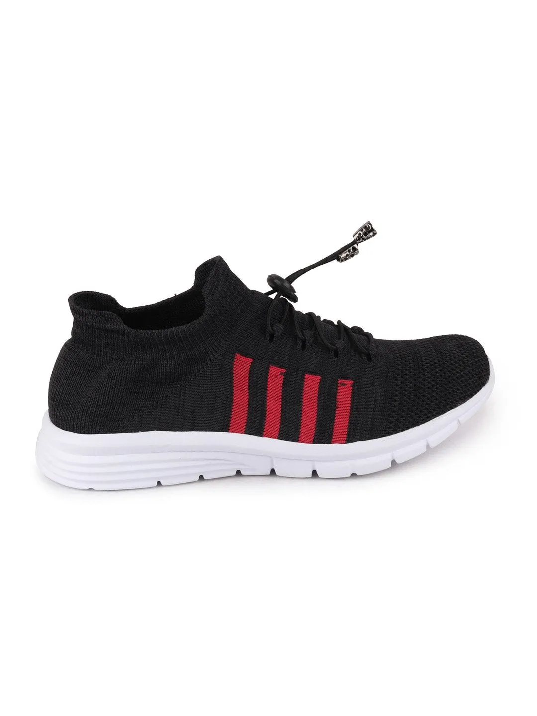 Men Black Sports Lace-Up Outdoor Running Shoes