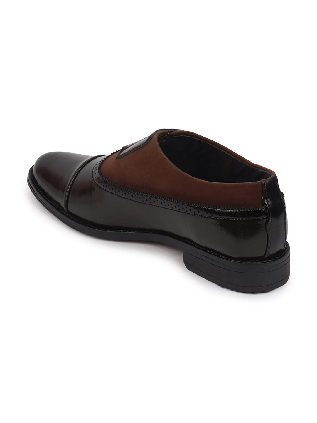 Men Party Brown Double Strap Monk Slip On Shoes