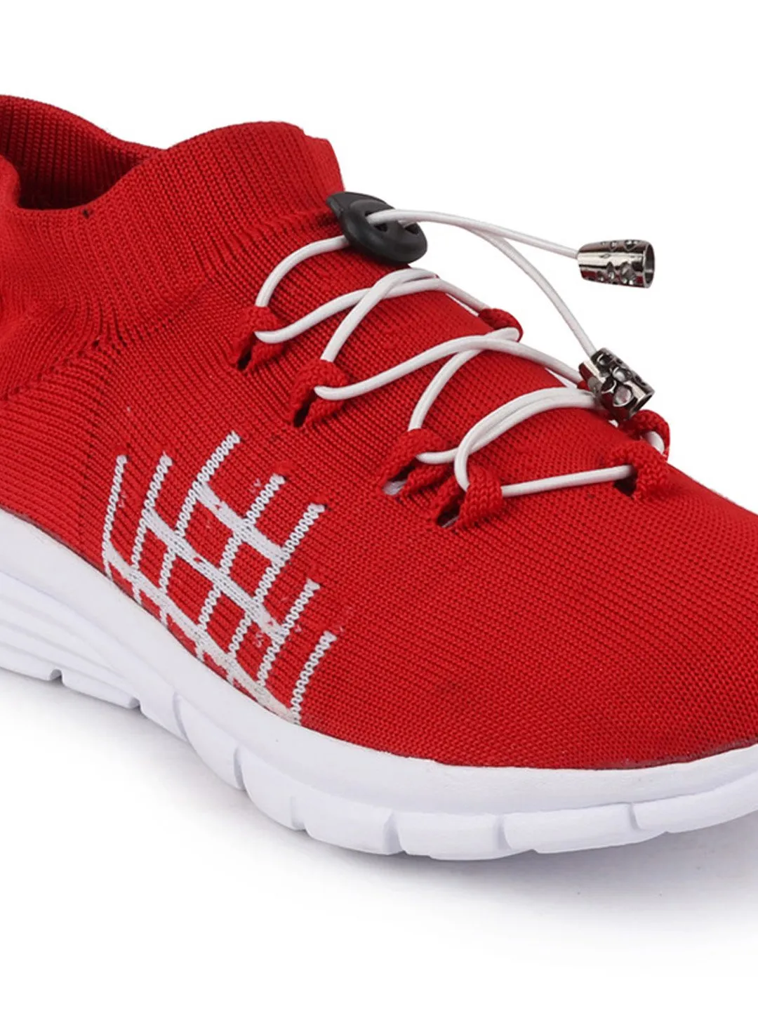 Men Red Sports Lace-Up Walking Shoes