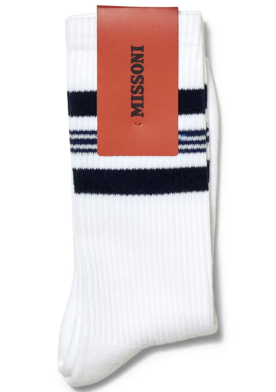 Men's Striped Rib Socks White