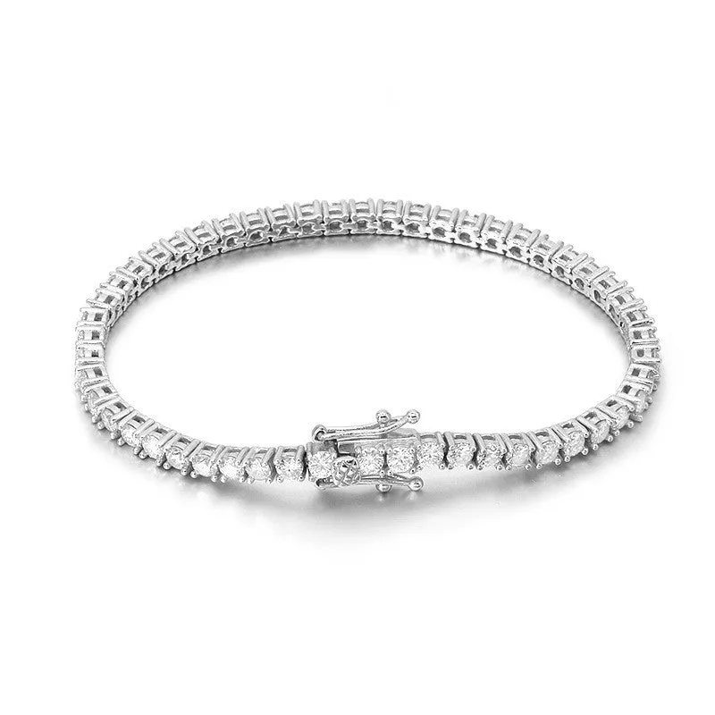 Moissanite Single Row Tennis Bracelet 925 Silver