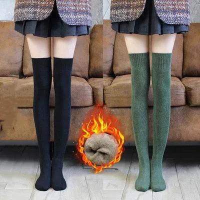 New in Autumn Winter Thickened Terry Long Tube Knee Socks for Women Cold Weather