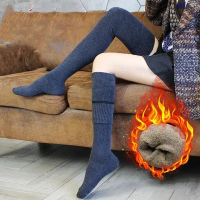 New in Autumn Winter Thickened Terry Long Tube Knee Socks for Women Cold Weather