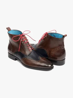 Paul Parkman Wingtip Ankle Boots Dual Tone Brown & Blue