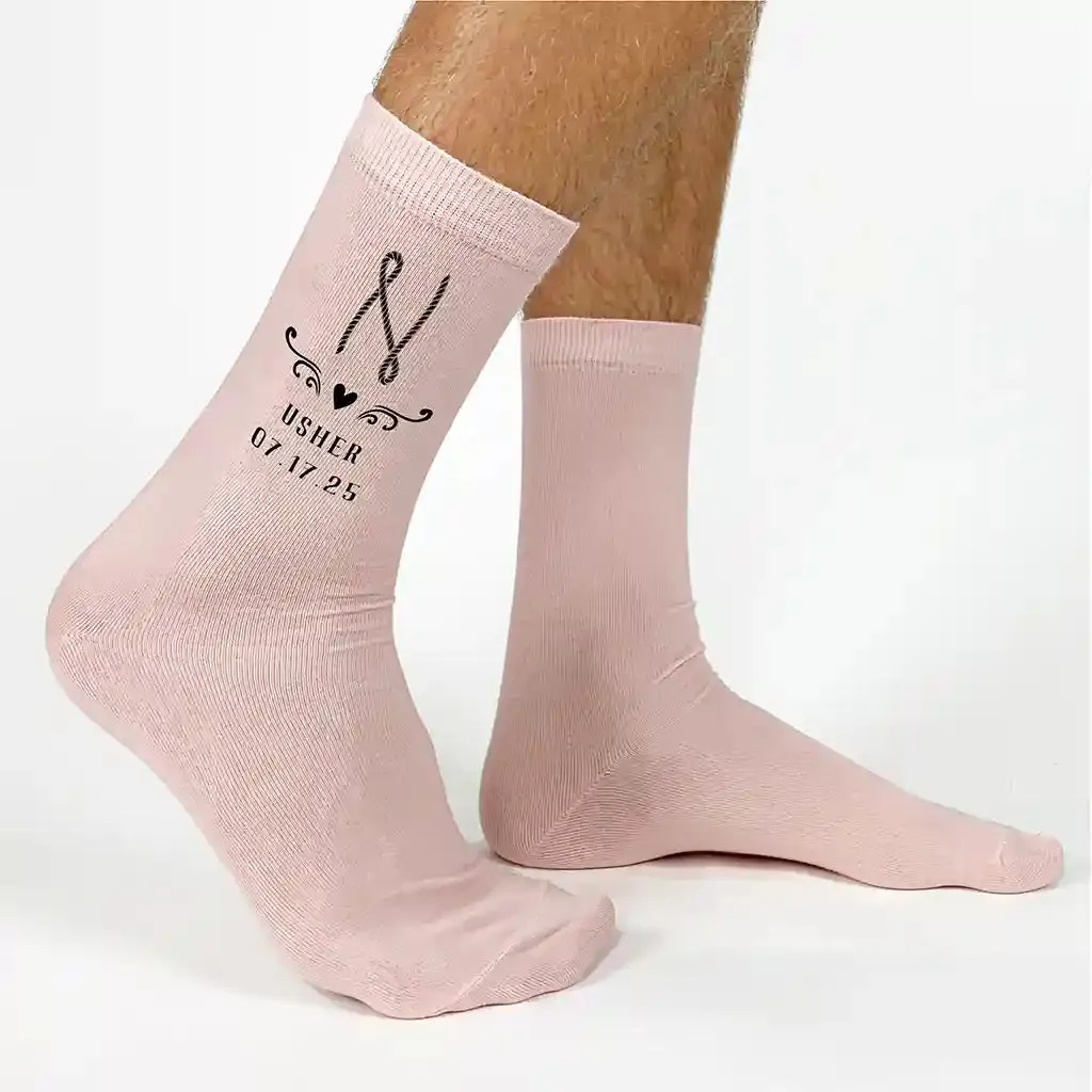 Personalized Monogram Groomsmen Socks for Rustic Ranch Wedding