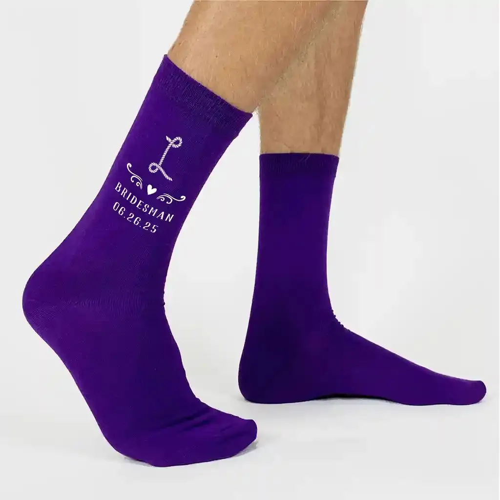 Personalized Monogram Groomsmen Socks for Rustic Ranch Wedding