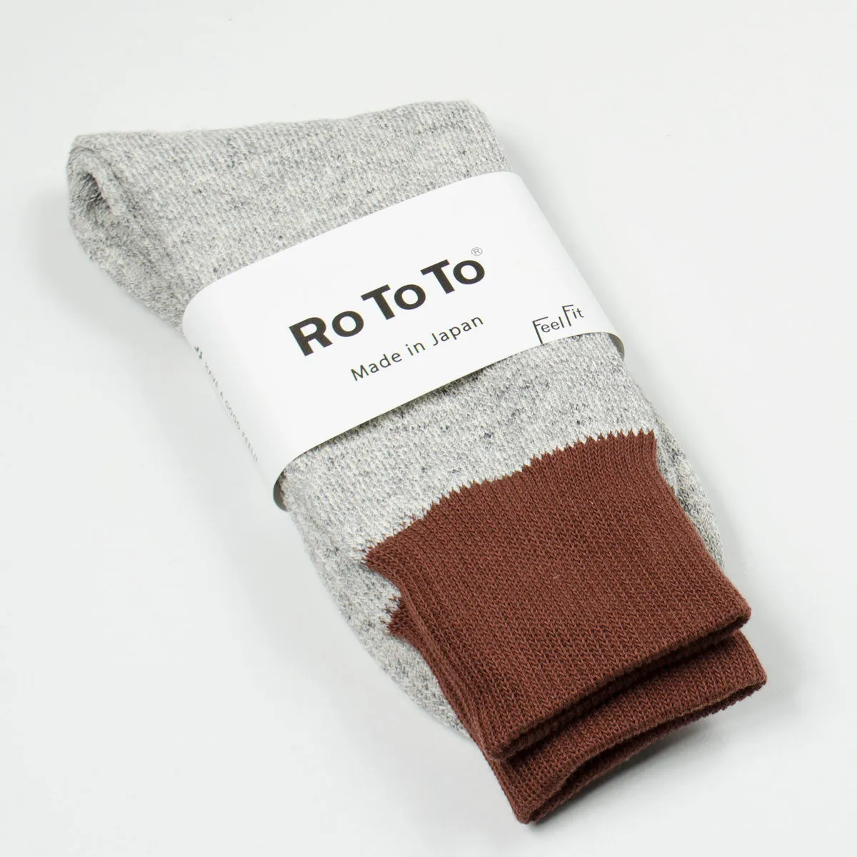 RoToTo - Doubleface Silk / Cotton Socks - Brown / L. Gray