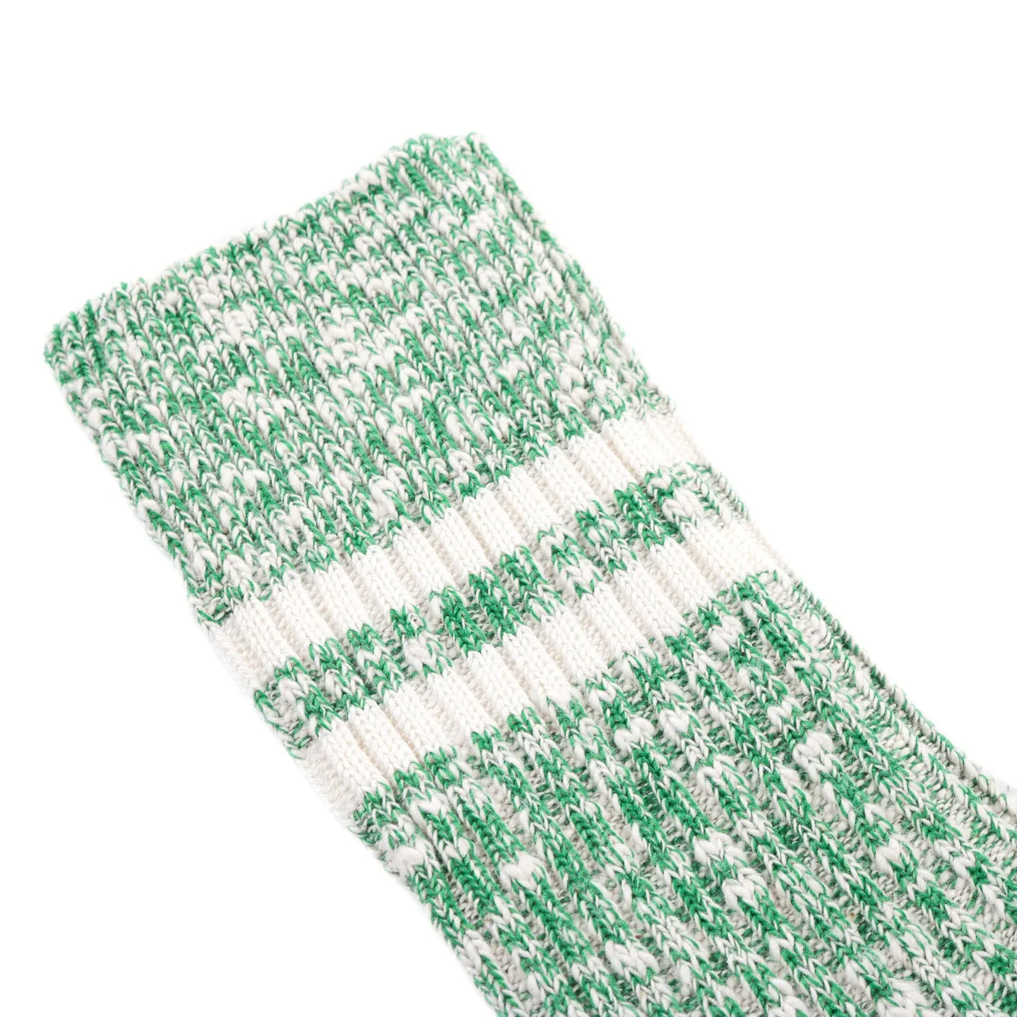 ROTOTO ORGANIC COTTON SLUB STRIPE SOCKS GREEN