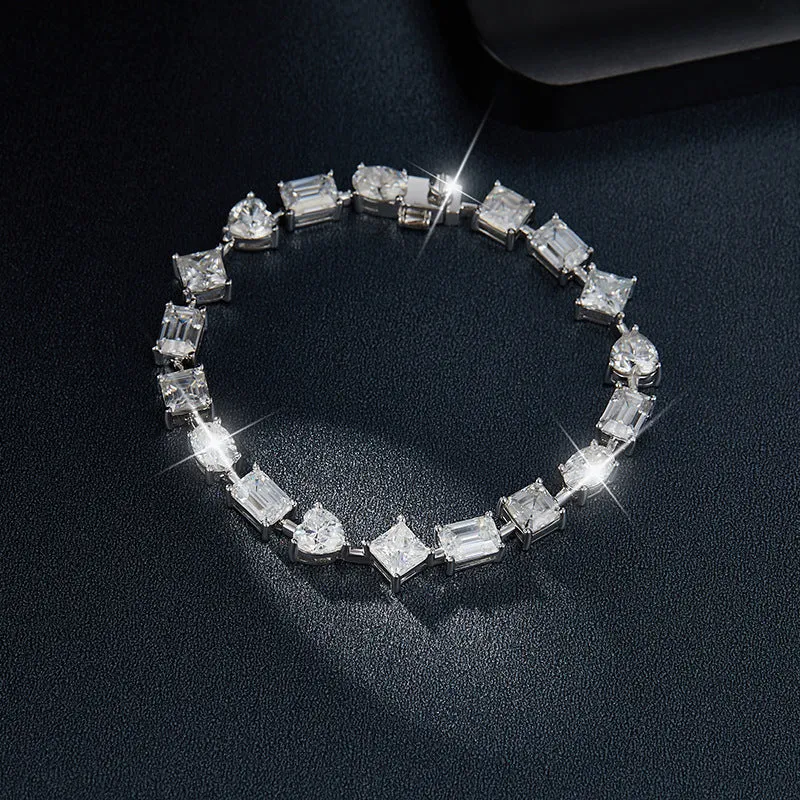 Shaped Emerald Cut Moissanite Tennis Bracelet