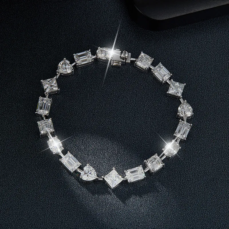 Shaped Emerald Cut Moissanite Tennis Bracelet