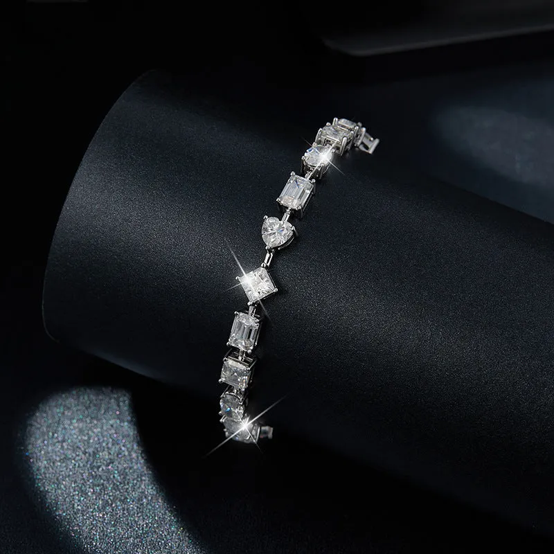 Shaped Emerald Cut Moissanite Tennis Bracelet