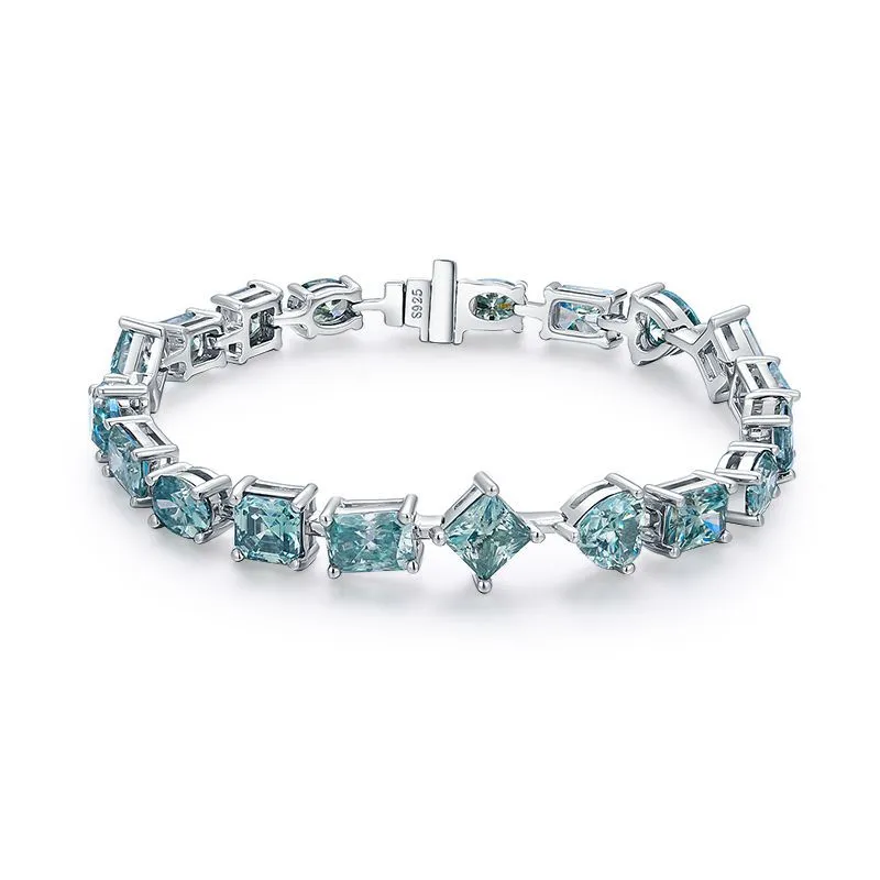 Shaped Square Heart Emerald Oval Silver Tennis Bracelet